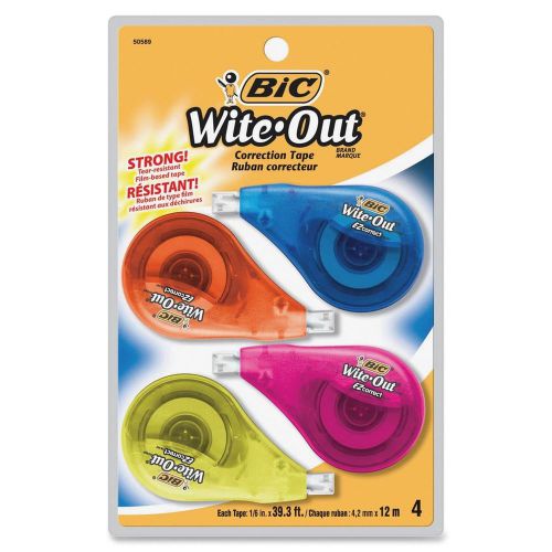 Bic Wite Out Correction Tape 4/Pack Assorted Colors WOTAPP418