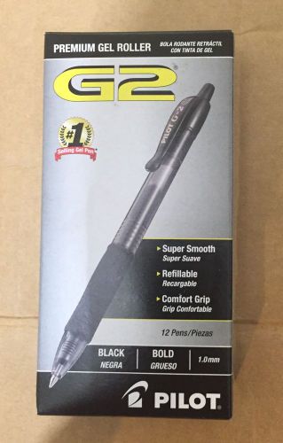Pilot G2 Premium Gel Roller Pens, Bold Point 1.0mm, Black Ink, 12/Pack