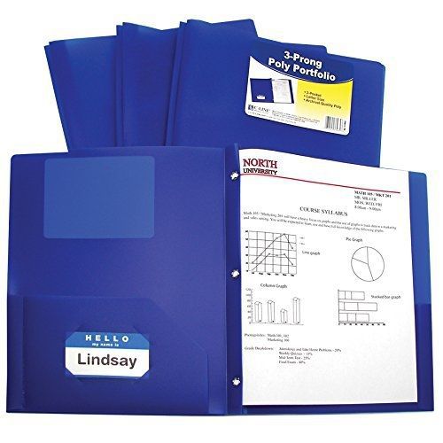 C-Line Two-Pocket Heavyweight Poly Portfolio with Prongs, For Letter Size