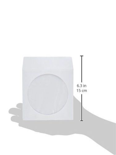 CD Technology 100-Pack White Paper Window Envelope Sleeves for CD Storage