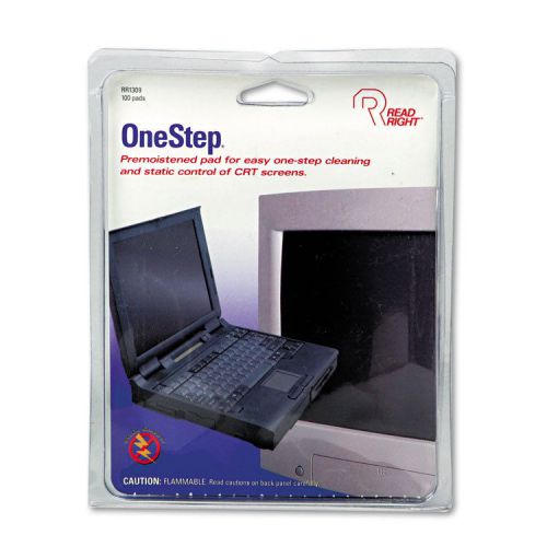 &#034;Read Right Onestep Crt Screen Cleaning Pads, 5 X 5, Cloth, White, 100/box&#034;