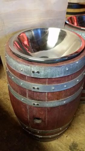 Wine barrel cigarette butt receptacle/ Ash Collector