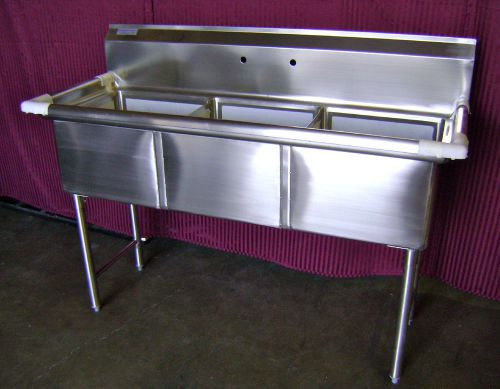 NEW 18X18 Well 3 Compartment Sink NO Drainboards Stainless Steel NSF #2088