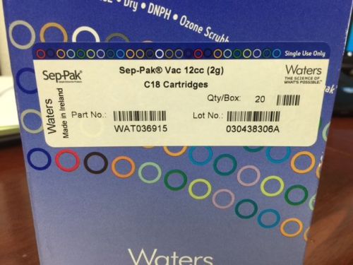 WATERS SEP-PAK VAC 12cc (2g) C18 CARTRIDGES PART NO. WAT036915 Qty/Box 17/20