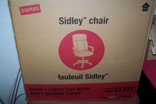 LOT OF 2 STAPLES SIDELY LUXUARA EXECUTIVE BROWN HIGH BACK CHAIR MODEL 21231