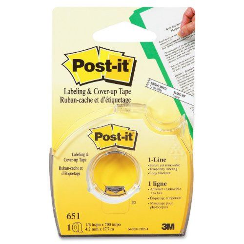 Post-it® Labeling and Cover-Up Tape 651, 1/6-inch x 700 Inches