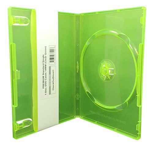 200 CheckOutStore® PREMIUM Standard Single 1-Disc DVD Cases 14mm Clear Green