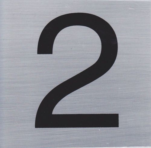 HOUSE NUMBER 2 10x10cm, Brush Stainless Steel Look, Self Adhesive - S009