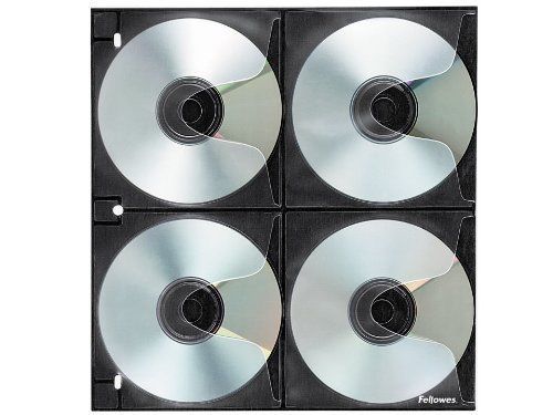 Fellowes 95321 CD/DVD Binder Sheets Hold 8 CDs/DVDs Each, 25-Pack
