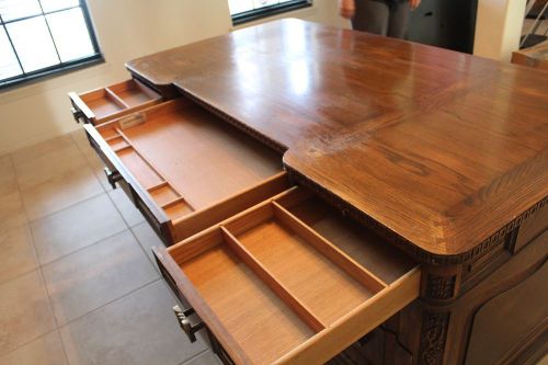 Romweber Vintage Oak Carved  Executive Desk