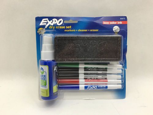 Expo Low-Odor Dry Erase Set, Fine Point, 7-Piece with Cleaner, Assorted Colors