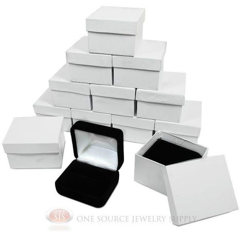 12 piece double ring black velvet jewelry gift boxes 2 3/8&#034;w x 2&#034;d x 1 1/2&#034;h for sale