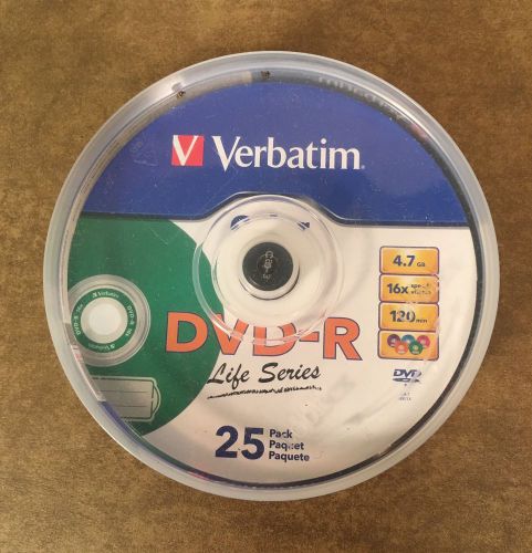 Verbatim 4.7 GB up to 16x Branded Recordable Disc DVD-R 25 Pack Life Series