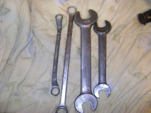 LOT OF VINTAGE LARGE OPEN/BOXED END WRENCHES BONNEY ECT.
