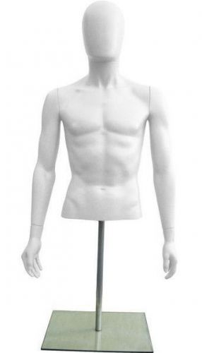 Mn-247 white plastic male upper torso countertop form w/ removable head for sale