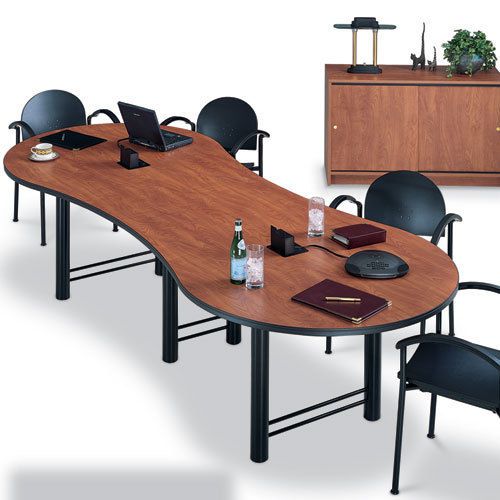 10FT MODERN CONFERENCE ROOM TABLE Laminate Wood Office Boardroom Metal Base NEW