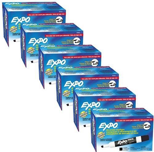 Expo Low Odor Chisel Tip Dry Erase Markers, Black, (80001) (6 Dozen)