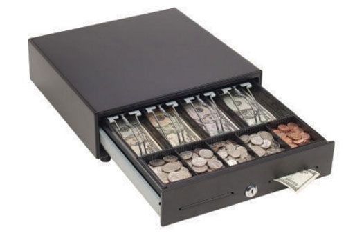 Mmf val-u-line manual pos steel cash drawer 13 x 14 black 4 bill 5 coin new for sale