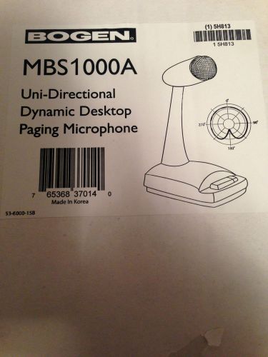 &#034;NEW&#034;MBS1000A Microphone, Desktop 45 Hz to 15 kHz by Bogen Communications, Inc.