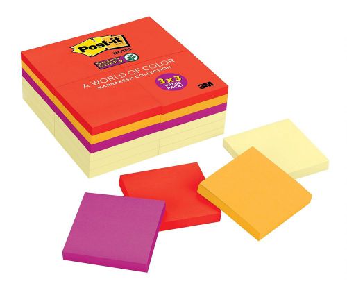 Post-it super sticky notes 3 in x 3 in marrakesh collection &amp; canary yellow 2... for sale