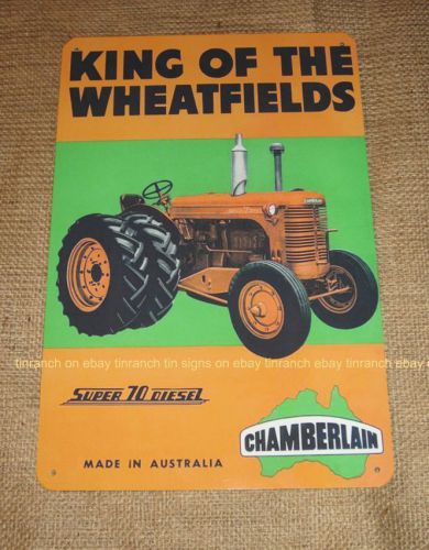 CHAMBERLAIN Super 70 diesel Tractor TIN SIGN Australian wheatfield vintage farm