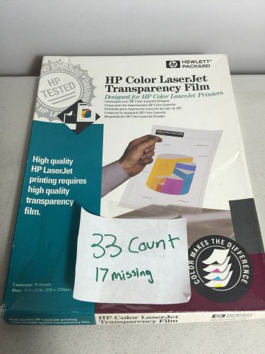 HP Transparency Film C2934A, 50 Sheets each (33 LEFT) 8.5&#034; X 11&#034; Color LaserJet