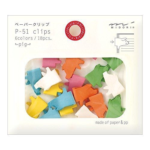 Midori Paper Clips, Animal Pig, 18 Pieces (43300006)