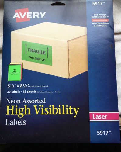New Avery High-Visibility Neon Labels for Laser Printers 5917 Assorted Rectangle