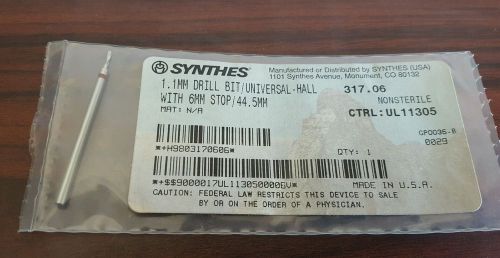 Synthes 317.06 1.1mm Drill Bit Universal Hall  44.5mm / 6mm New