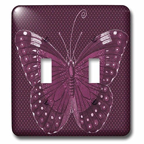 3dRose lsp_65839_2 Pretty Purple Patterned Butterfly Double Toggle Switch
