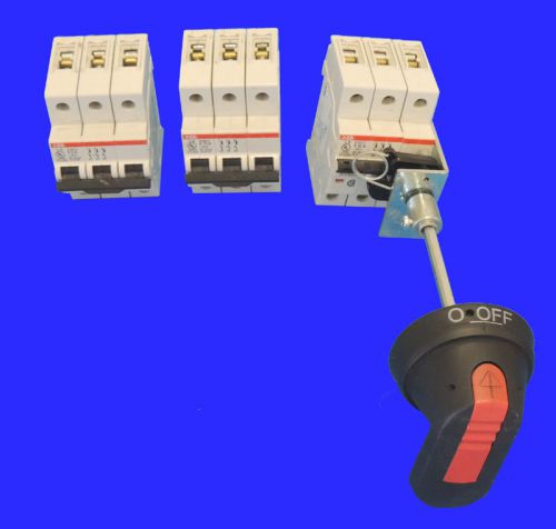 Lot 3 abb s203u circuit breaker 3-pole k5a 15a 20a 240v thermal magnetic for sale