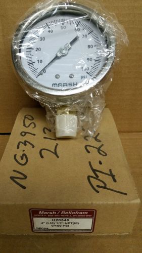 Marsh Bellofram H20548 Pressure Gauge 4&#034; LM 1/2&#034; NPT 0/100 PSI New in Box