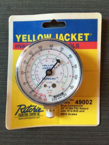 Ritchie yellow jacket hvac 49002 blue compound 30&#034;-0-350 psi ret w/r12-r22 r502 for sale