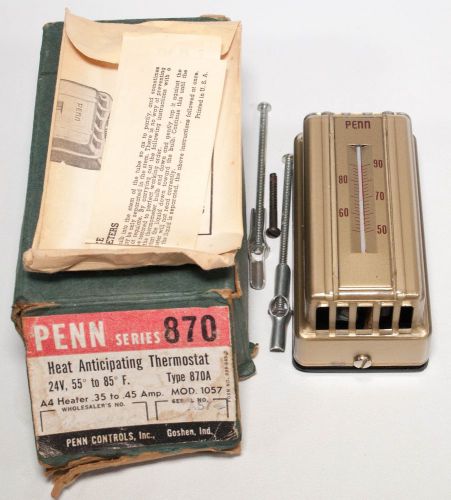 Penn 870 heat anticipating thermostat 24v 55-85 f 870a model 1057 vintage for sale