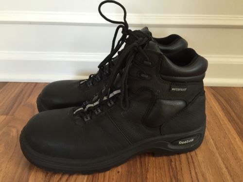 Mens Reebok Steel Toe Work Boots Sz 12 Black Leather Waterproof
