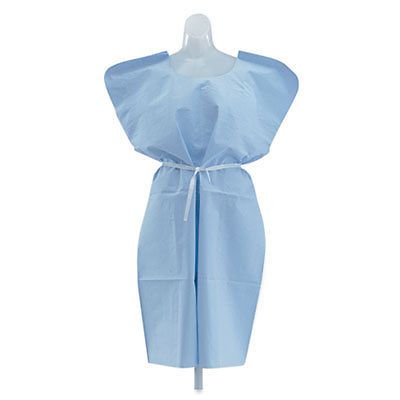 Disposable Patient Gowns, 3-Ply T/P/T, Blue, 50/Carton NON24244