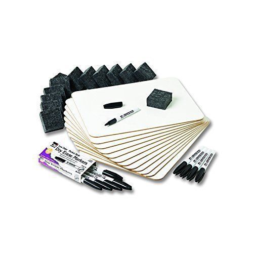 Dry Erase Lapboard Class Pack 12 each Whiteboards 2&#034; Felt Erasers Black Markers