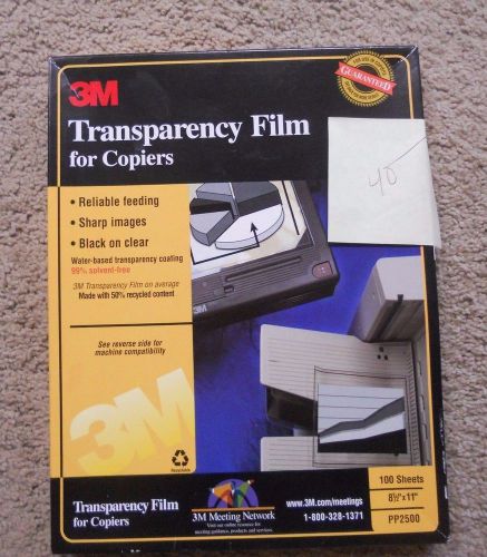 3M Transparency Film For Plain Paper Copiers PP2500 40 NEW sheets in open box