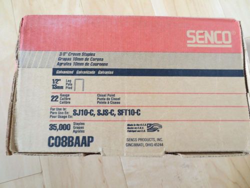 1/2 a 35K Box ~SENCO C08BAAP 22 Gauge 3/8&#034; x 1/2&#034; Galvanized Staples