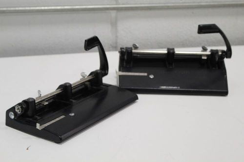 Pair of Acco Mutual Black 350 Adjustable Heavy Duty 3 Hole Lever Punch