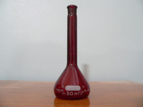 VOLUMETRIC FLASKS, LOT OF 1, Used, Low-Actinic Red 50 mL Class A, corning