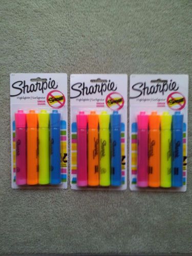 Lot Of Three New 4 Pack SHARPIE Highlighters - Chisel Tip - Smear Guard