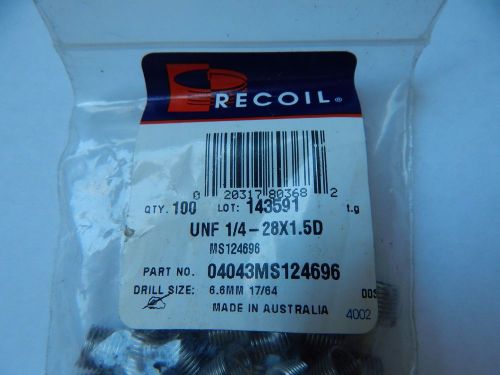 RECOIL THREAD REPAIR INSERTS 100 PIECES UNF 1/4-28 X1.5D 04043MS124696 HELICOIL