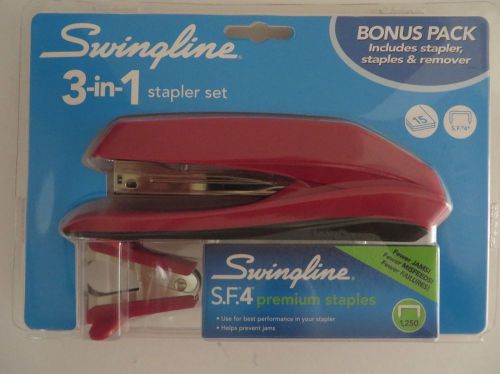 Swingline 3-in-1 Stapler Set, Red