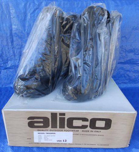 Alice Sports from Italy Black Leather Trooper Boots Size 12 New