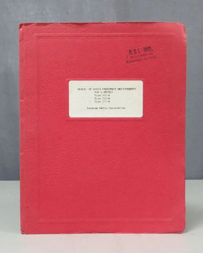 Boonton Manual of Radio Frequency Measurements, Q-Meters Type 100-A/160-A/170-A