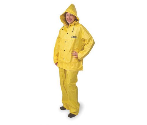 Condor 4T226 3-Pc PVC/Nylon Rainsuit (Jacket/Bib/Hood), Yellow, Large |(60C)