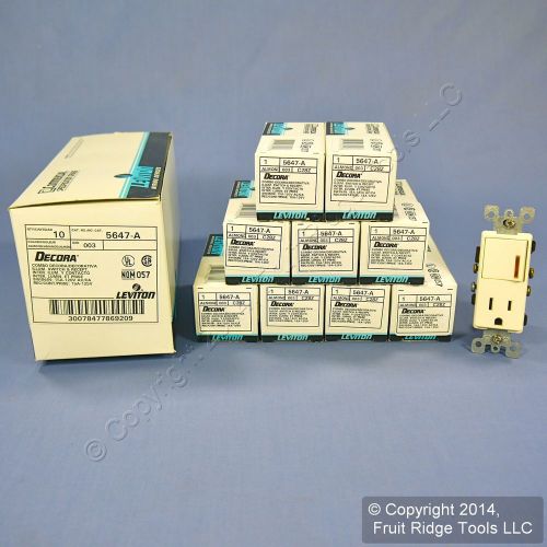 10 Leviton Almond Decora LIGHTED Rocker Switch &amp; Receptacle Outlets 15A 5647-A