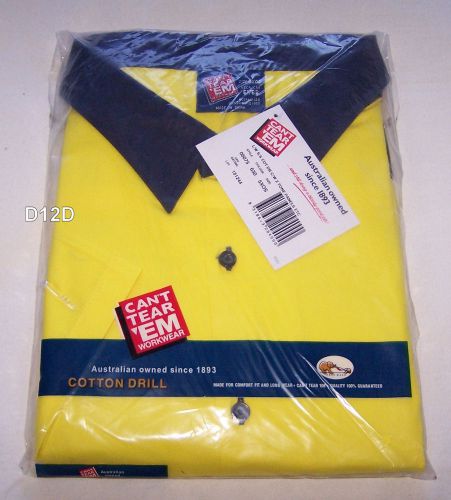Cant Tear Em Mens Yellow Navy Short Sleeve Cotton Drill Shirt Size 5XL New