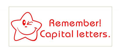 Remember! Capital letters TRODAT 4912 RED Self Inking Teachers Rubber Stamp